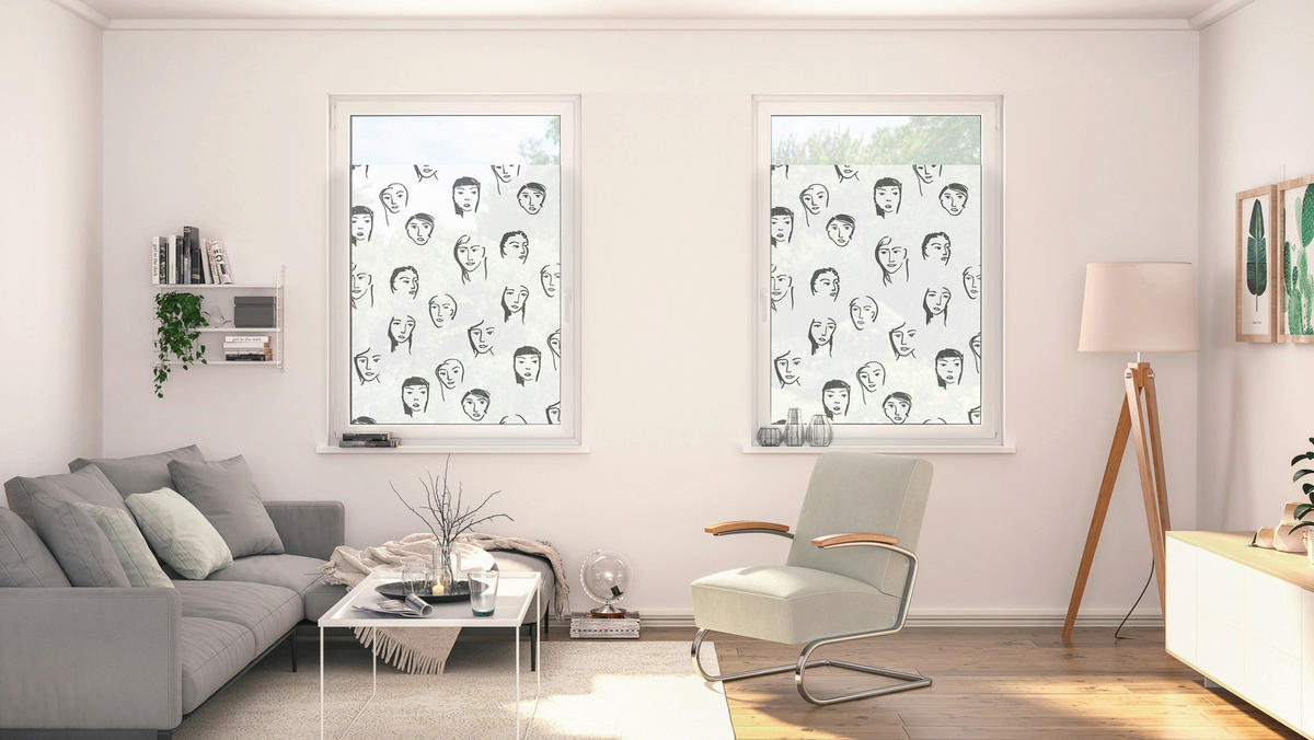 LICHTBLICK Fensterfolie Faces Gemustert Faces schwarz B/L: ca. 100x180 cm Faces - schwarz (100,00/180,00cm) - LICHTBLICK