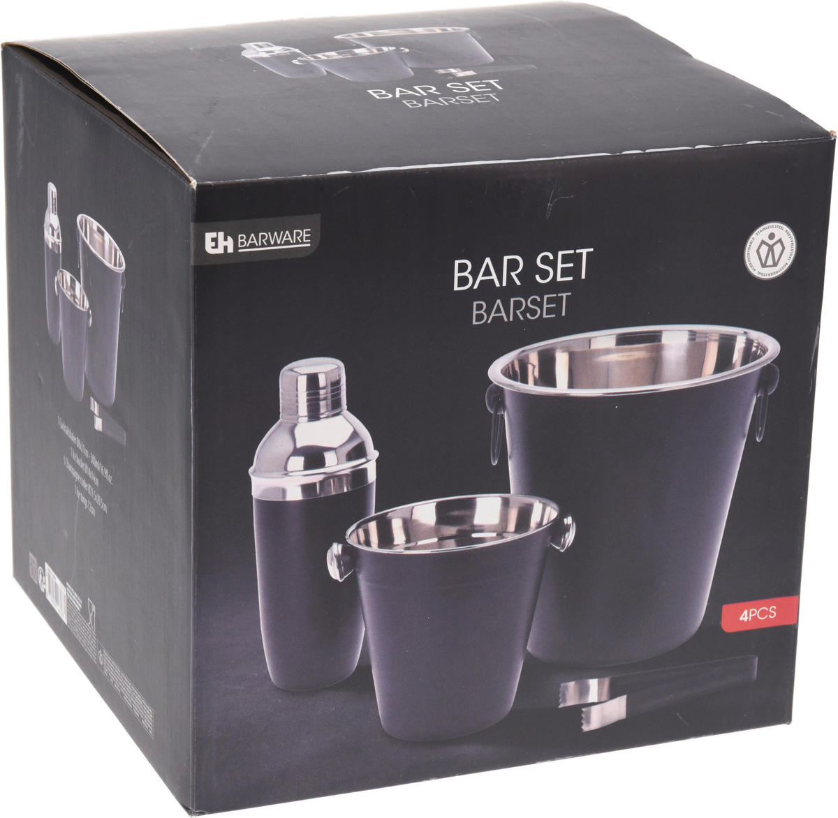 EH Barware Cocktail-Shaker Set schwarz Edelstahl B/H/L: ca. 22,5x22,5x23 cm Cocktail-Shakerset_4tlg. - schwarz (23,00/22,50/22,50cm) - EH Barware