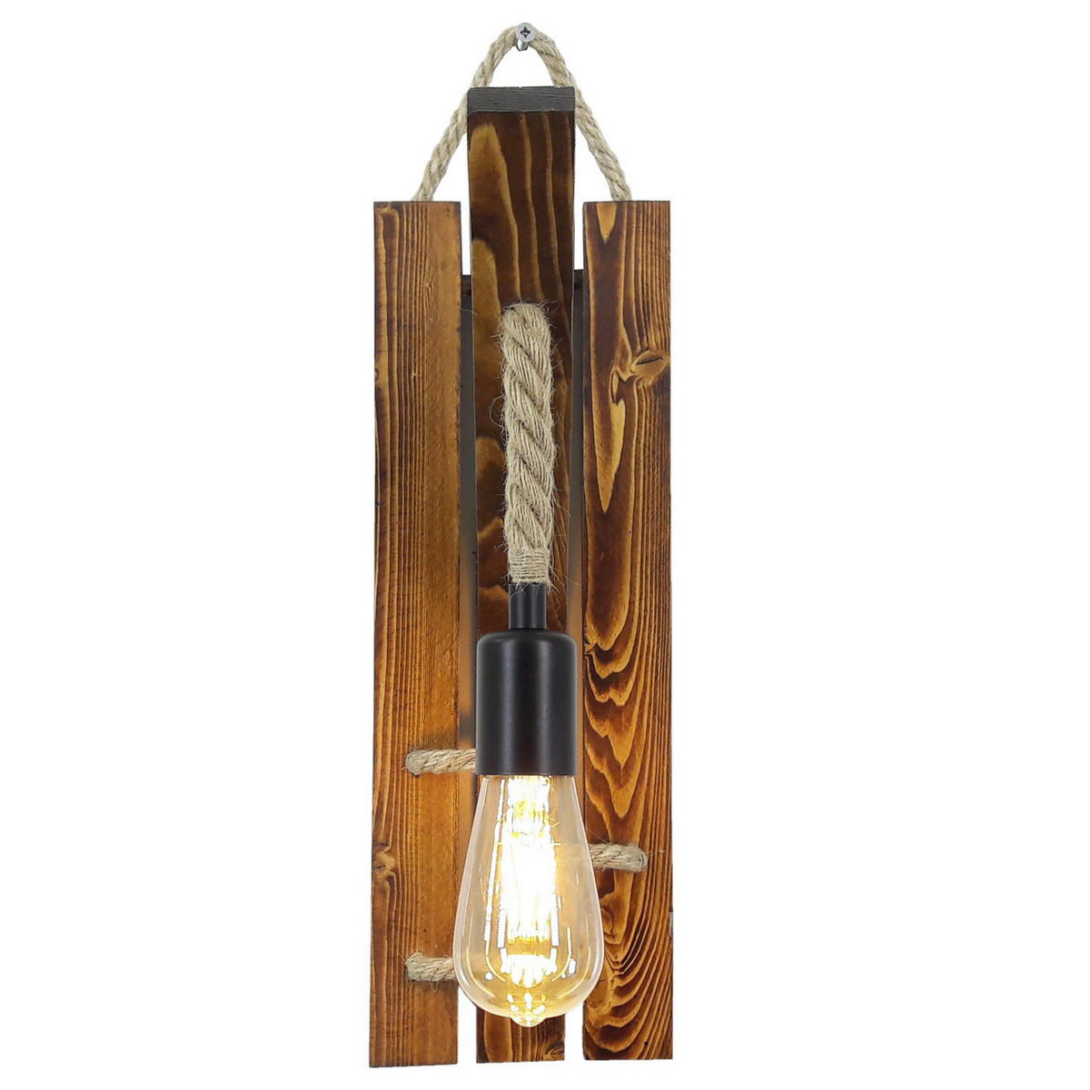 Opviq Wandleuchte nussbaum Kiefer B/H/L: ca. 45x23x29 cm E27 1 Brennstellen Ahsap Aplik 19 - nussbaum (29,00/45,00/23,00cm) - Opviq