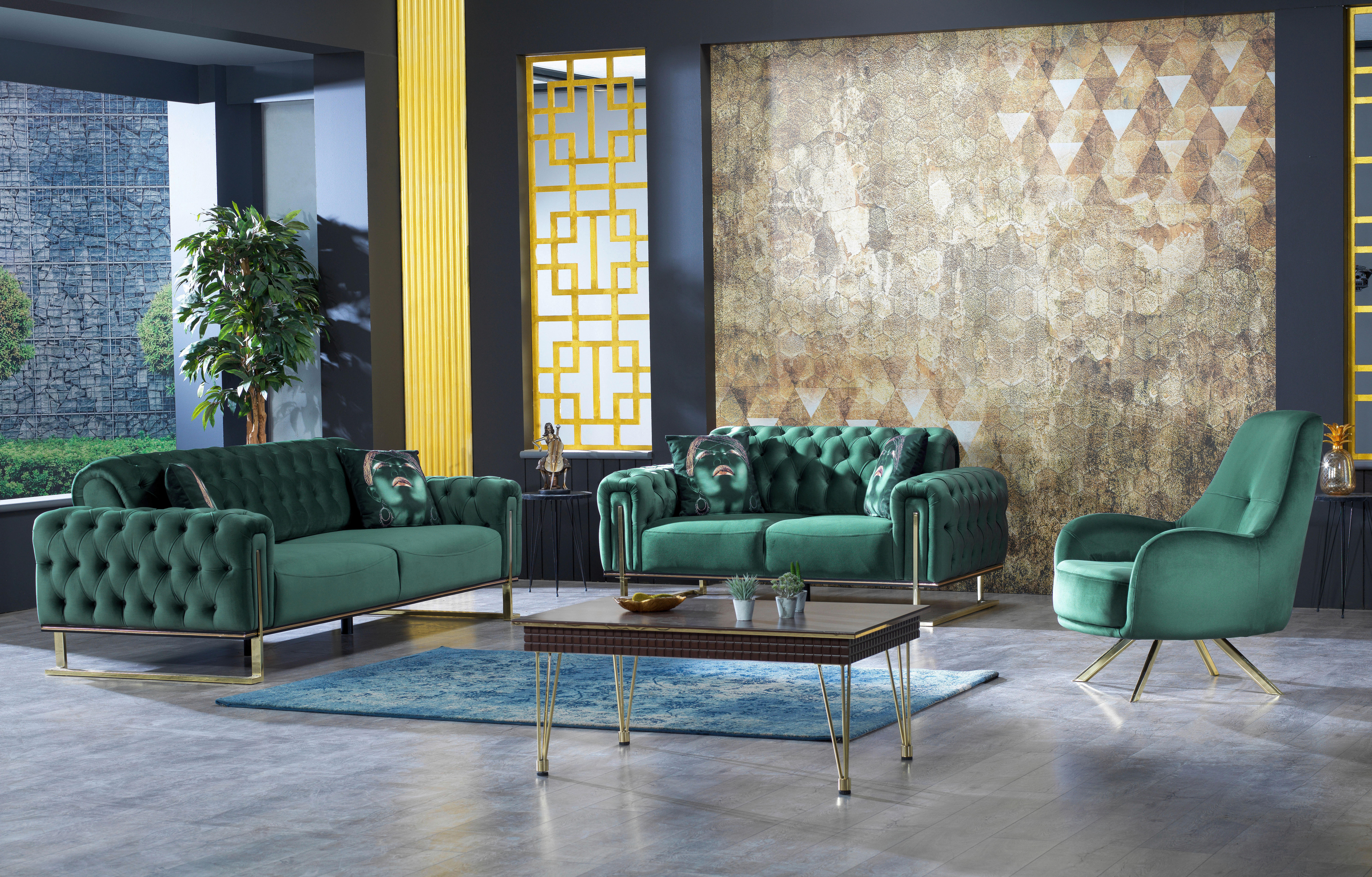 Sofa Tokio grün Microfaser Tokio - gold/grün