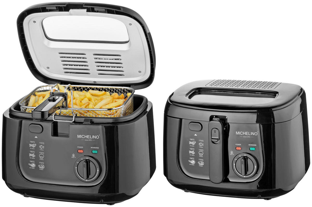 MICHELINO Fritteuse 74304 schwarz Kunststoff B/H/T: ca. 29x20x28 cm ca. 2,5 l Fritteuse 74304 - schwarz (29,00/20,00/28,00cm) - MICHELINO