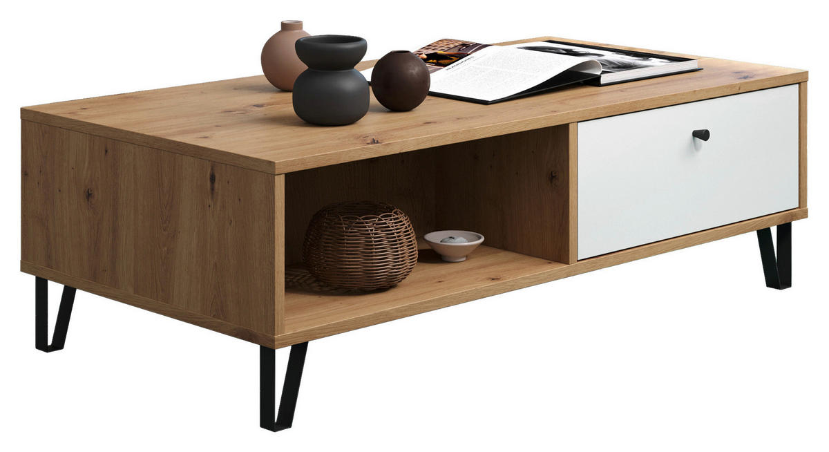TV-Lowboard Touch Eiche Artisan Nachbildung weiß matt B/H/T: ca. 110x37x60 cm Touch - Eiche/weiß (110,00/37,00/60,00cm) - Trendteam