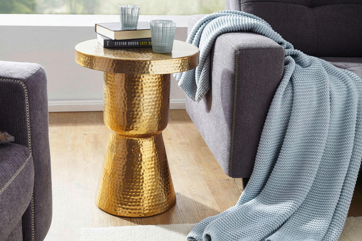 Beistelltisch gold Aluminium B/H/T: ca. 43x59x43 cm Beistelltisch - gold (43,00/59,00/43,00cm) - Wohnling