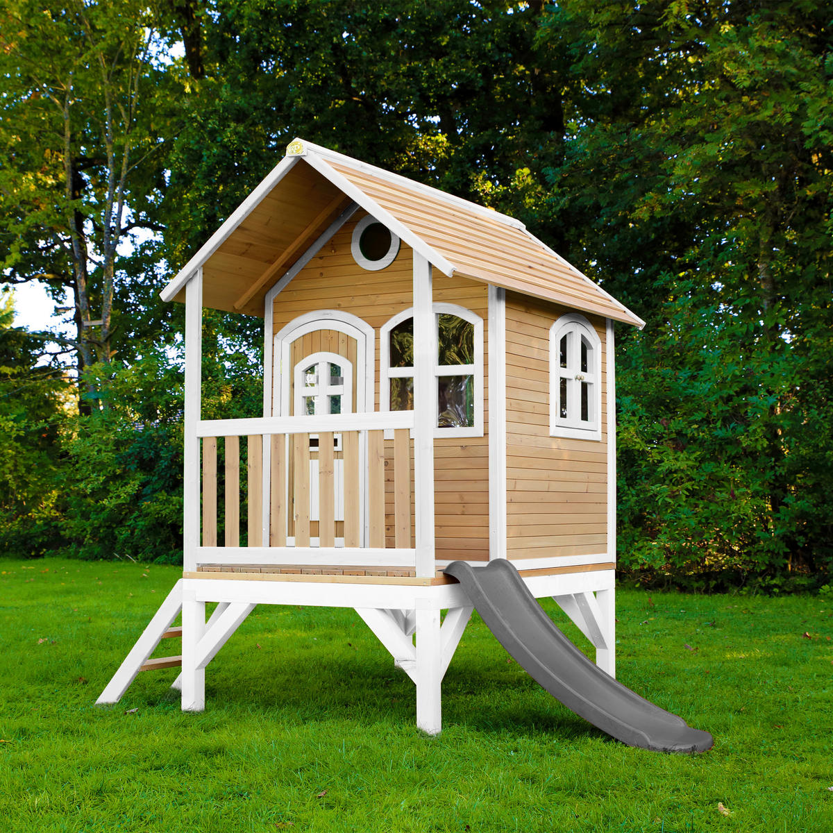 AXI Spielhaus Tom braun B/H/L: ca. 287x231x191 cm Tom - braun/weiß (191,00/287,00/231,00cm) - AXI
