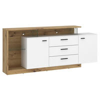 Sideboard Covelo Eiche Artisan Oak Nachbildung weiß B/H/T: ca. 192x85x40 cm Covelo - Eiche/weiß (192,00/85,00/40,00cm)
