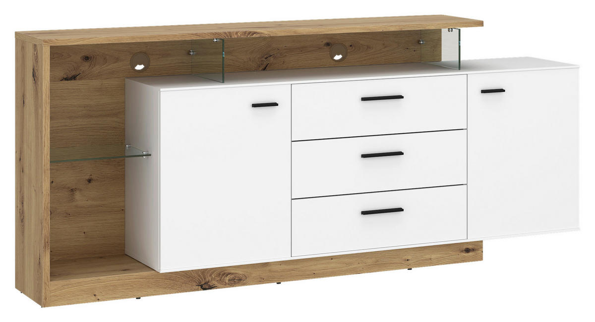 Sideboard Covelo Eiche Artisan Oak Nachbildung weiß B/H/T: ca. 192x85x40 cm Covelo - Eiche/weiß (192,00/85,00/40,00cm)