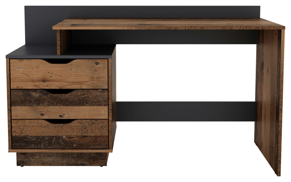 Schreibtisch BELFAST Eiche Old Wood Nachbildung anthrazit B/H/T: ca. 138x83,5x51,5 cm BELFAST - Eiche/anthrazit (138,00/83,50/51,50cm) - byLIVING