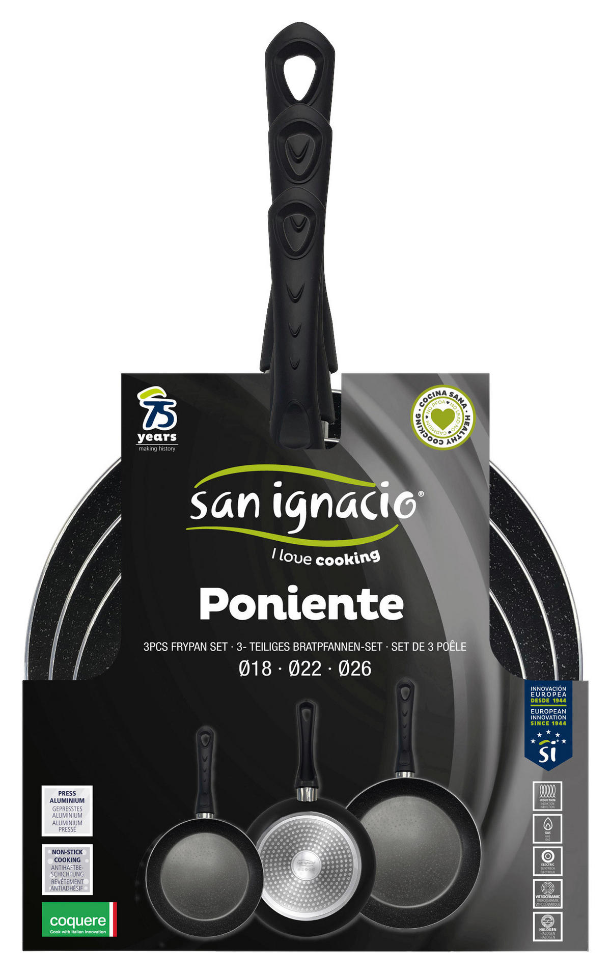 SAN IGNACIO Pfannenset Land poniente schwarz Aluminium Land poniente - schwarz - SAN IGNACIO