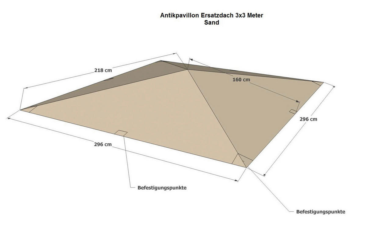 Grasekamp Ersatzdach für Pavillon Antik beige Polyester-Mischgewebe B/L: ca. 296x296 cm Antik - beige (296,00/296,00cm) - Grasekamp