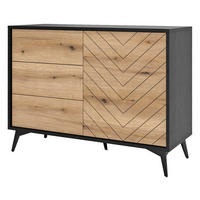 Kommode KOMMODE PEARL PE03 schwarz Eiche Evoke Coast Nachbildung B/H/T: ca. 104x77x39 cm KOMMODE PEARL PE03 - Eiche/schwarz (104,00/77,00/39,00cm) - WIPMEB