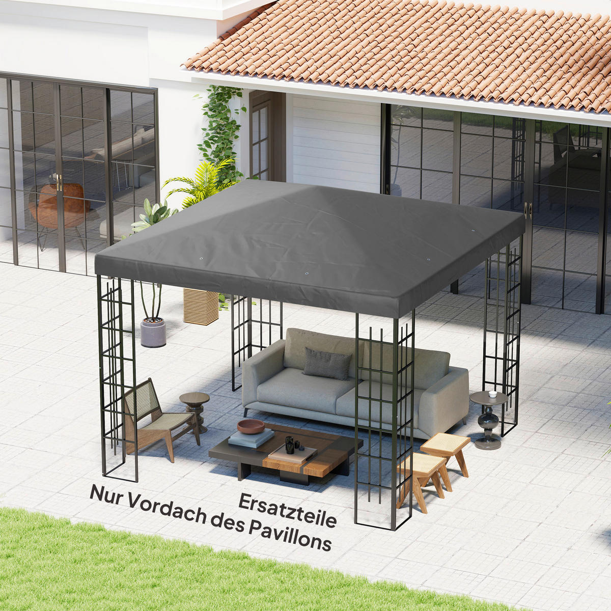 Outsunny Pavillondach dunkelgrau Metall B/H/L: ca. 298x1x298 cm Pavillondach - dunkelgrau (298,00/298,00/1,00cm) - Outsunny