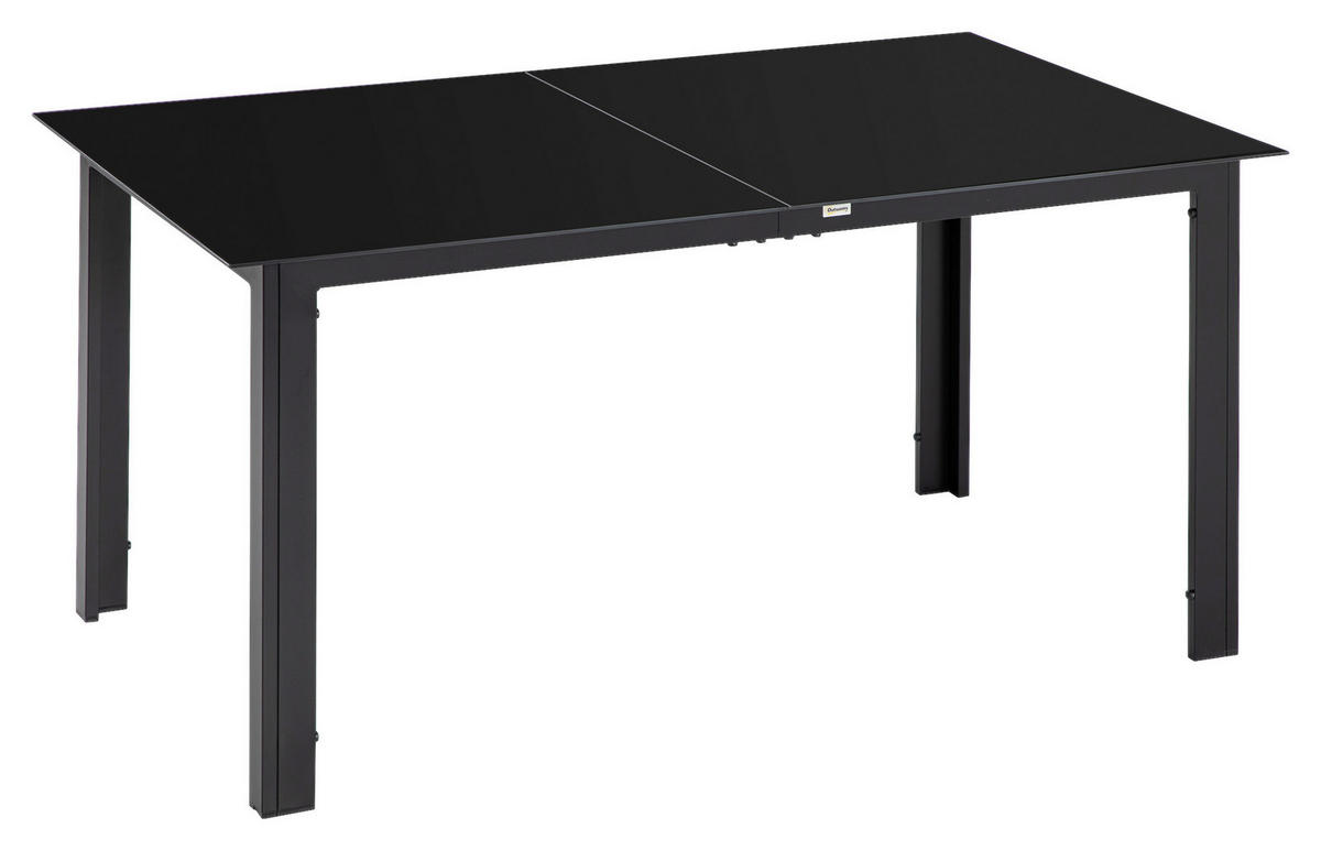 Outsunny Gartentisch schwarz Aluminium B/H/L: ca. 90x74x150 cm Gartentisch - schwarz (150,00/90,00/74,00cm) - Outsunny