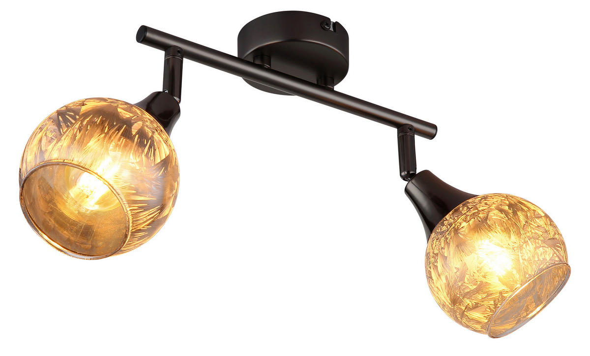 GLOBO Strahler schwarz Chrom Glas Metall B/H/L: ca. 11x26x16 cm E14 2 Brennstellen Strahler-Frosta - schwarz/Chrom (16,00/11,00/26,00cm) - GLOBO