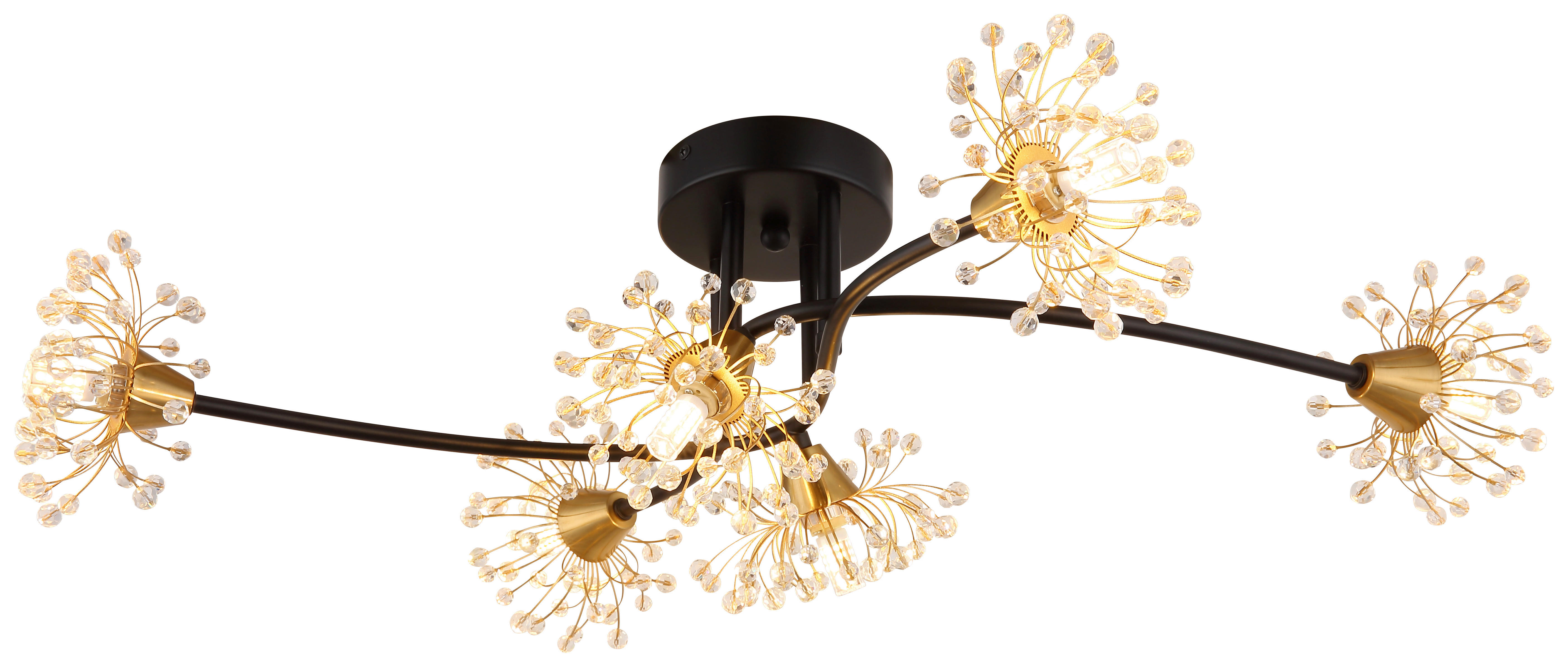 GLOBO Deckenleuchte FIORE 16054-6D gold schwarz Metall Acryl B/H/L: ca. 43x22x74 cm G9 6 Brennstellen FIORE - gold/schwarz (74,00/43,00/22,00cm) - GLOBO