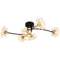 GLOBO Deckenleuchte FIORE 16054-6D gold schwarz Metall Acryl B/H/L: ca. 43x22x74 cm G9 6 Brennstellen FIORE - gold/schwarz (74,00/43,00/22,00cm) - GLOBO