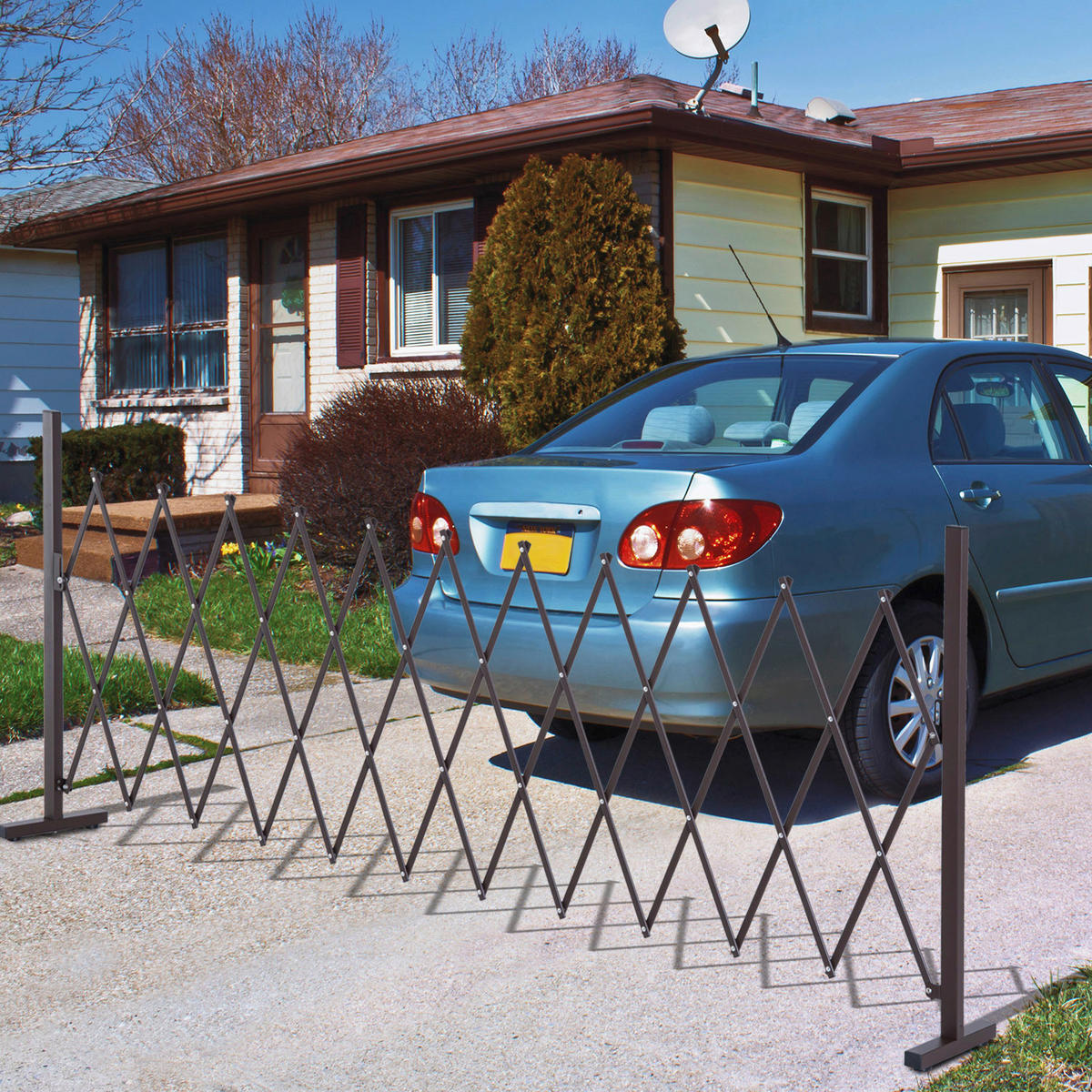 Outsunny Scherengitter dunkelbraun Aluminium B/H/L: ca. 31x103,5x300 cm Scherengitter - dunkelbraun (300,00/31,00/103,50cm) - Outsunny