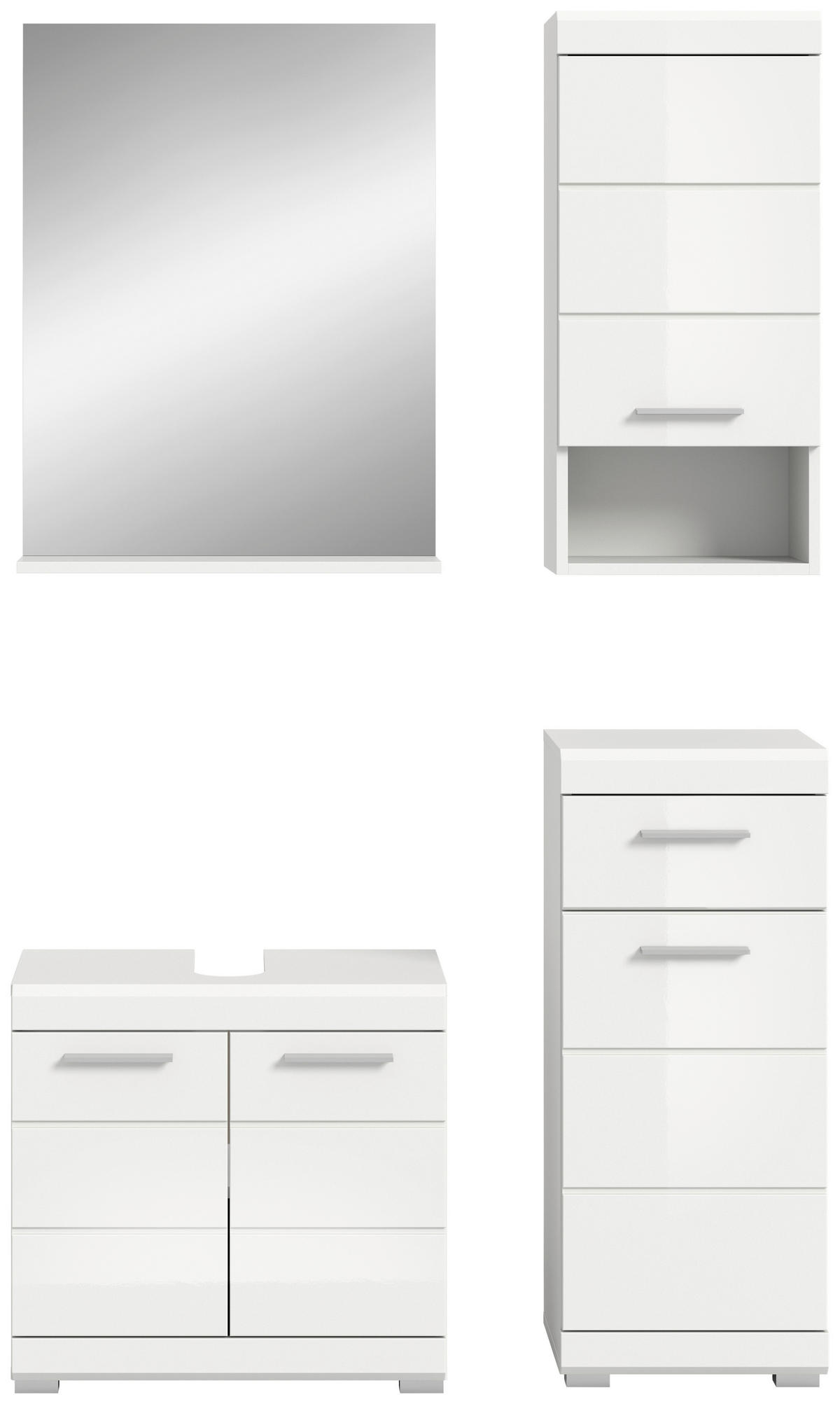Badezimmer-Set Scout weiß weiß Hochglanz B/H/T: ca. 112x191x34 cm Scout - weiß (112,00/191,00/34,00cm) - xonox.home