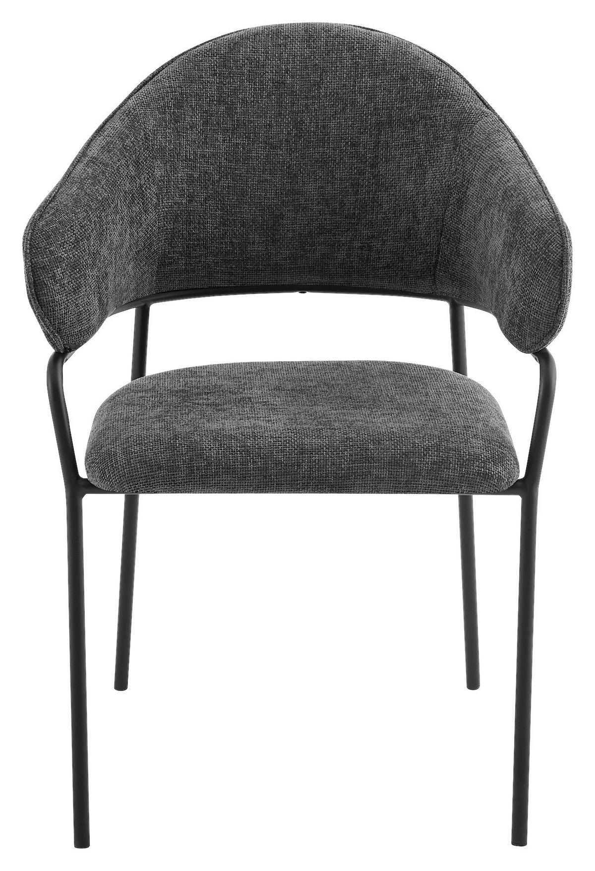 Stuhl CURVE schwarz grau Metall Stoff B/H/T: ca. 60x86x58 cm CURVE - schwarz/grau (60,00/86,00/58,00cm) - byLIVING