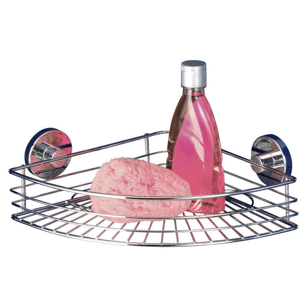 WENKO Duschablage Bari, Eckablage, Vacuum-Loc - Befestigen ohne bohren