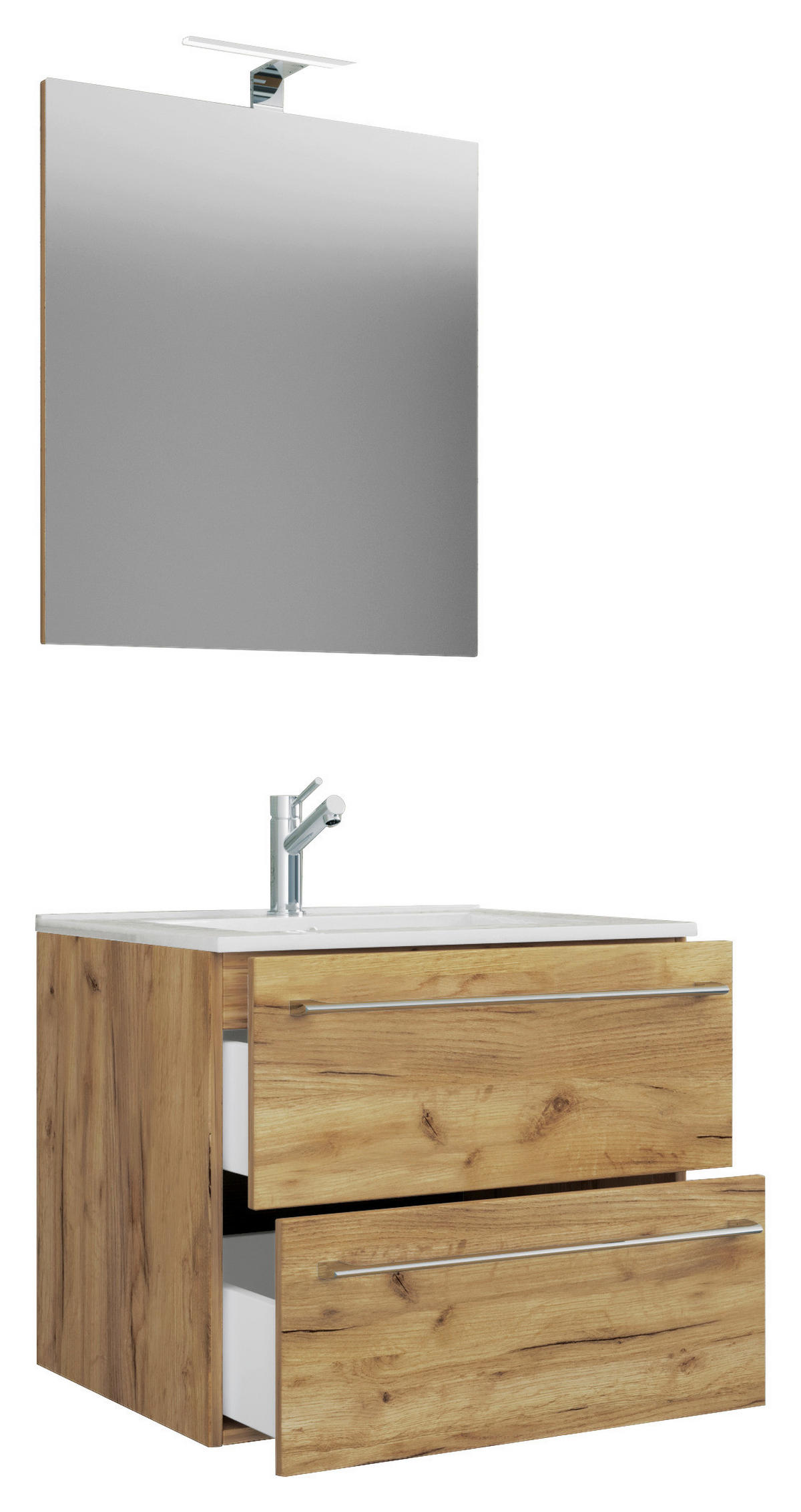 Waschplatz 3tlg-Badinos Eiche Honig Nachbildung weiß B/H/T: ca. 61x52x46 cm 3tlg-Badinos - Eiche/weiß (61,00/52,00/46,00cm) - VCM Möbel
