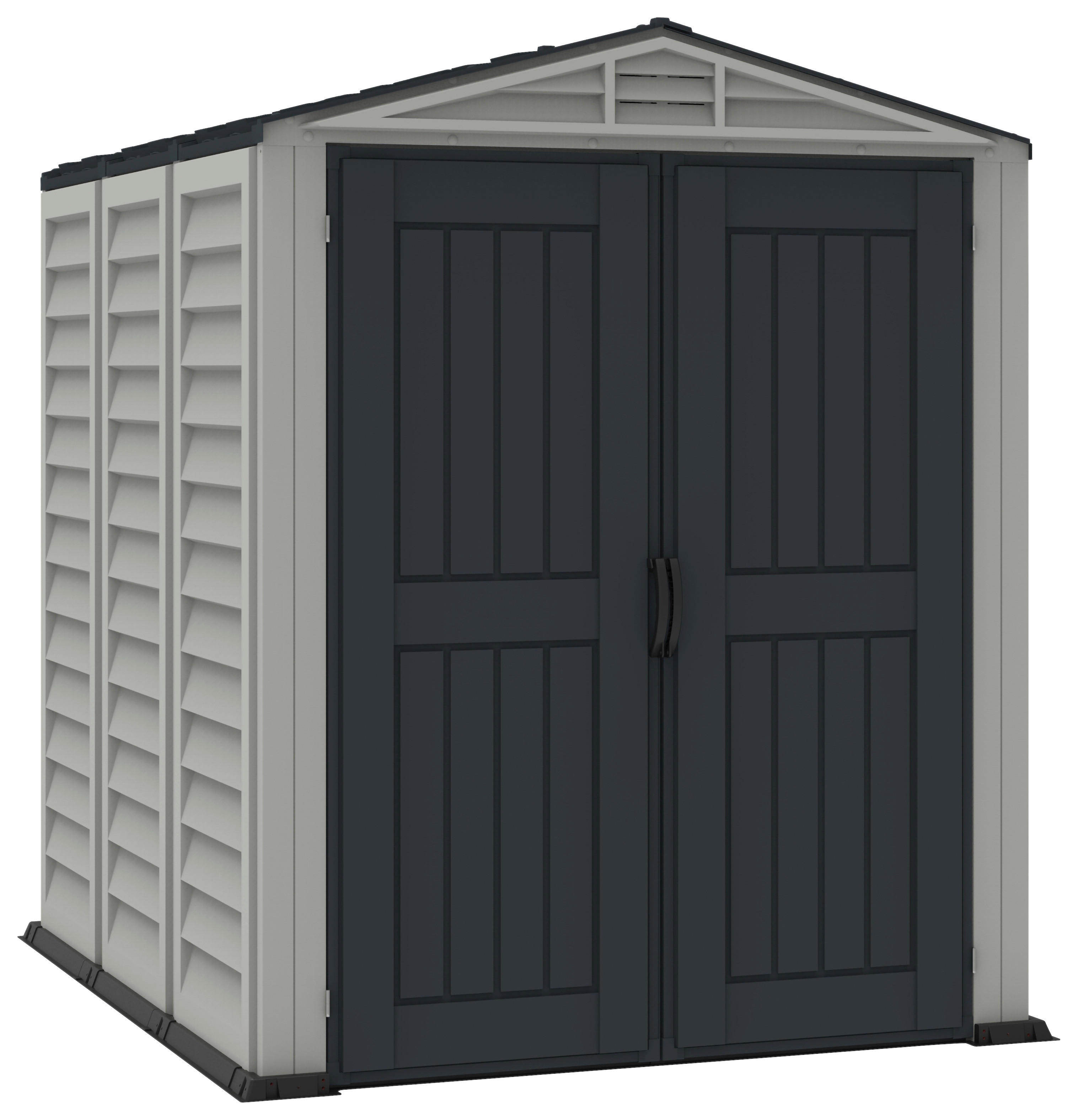 VCM Gerätehaus grau B/H/L: ca. 161x210x250 cm Gerätehaus mit Drehtür - grau (250,00/161,00/210,00cm) - VCM