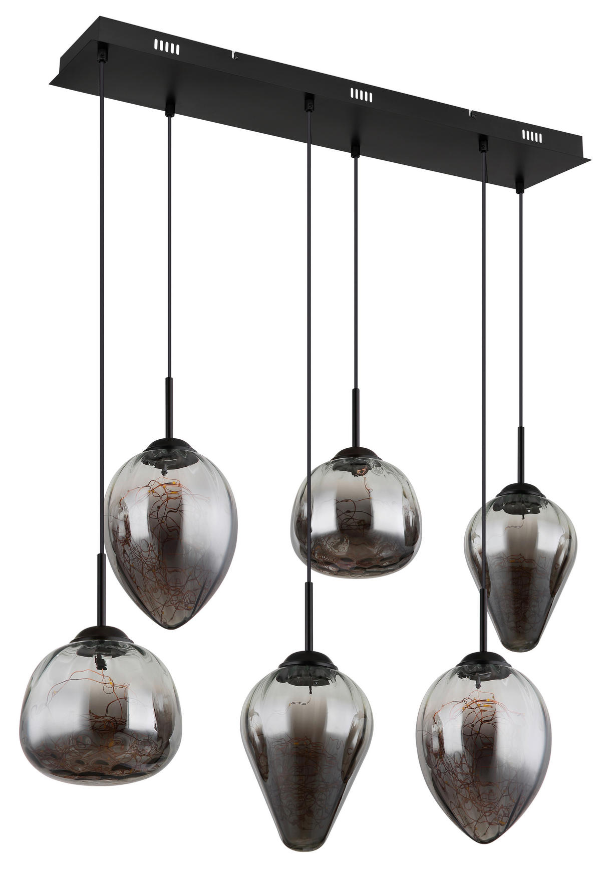 GLOBO LED-Pendelleuchte Firefly 15642-6 schwarz Metall Rauchglas B: ca. 97 cm Firefly - schwarz (97,00cm) - GLOBO