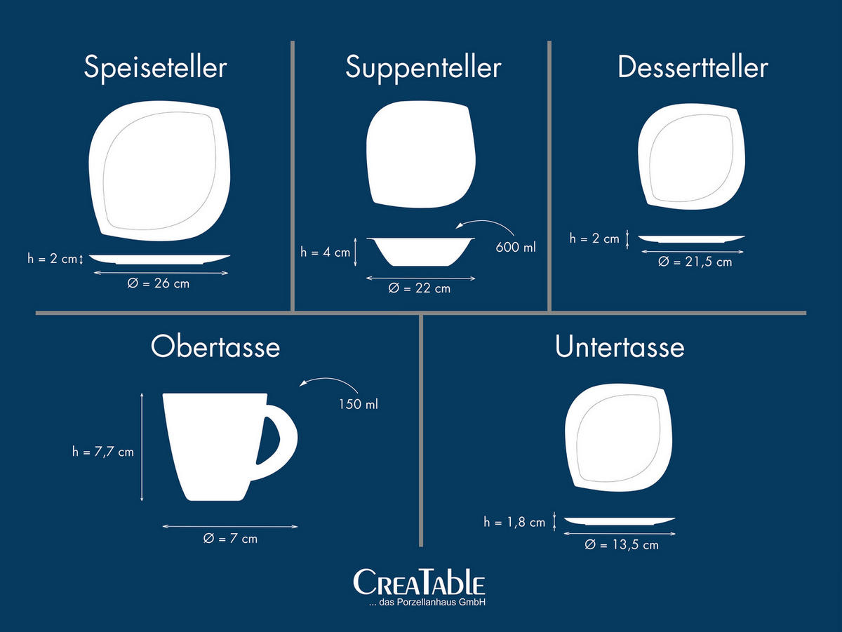 CreaTable Kombiservice Melbourne Melbourne - weiß - CreaTable