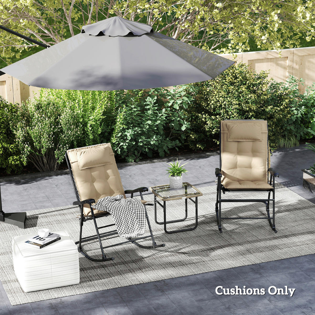 Outsunny Liegenauflage 2er Set beige Polyester B/H/L: ca. 50x5x116 cm Liegenauflage 2er Set - beige (116,00/50,00/5,00cm) - Outsunny