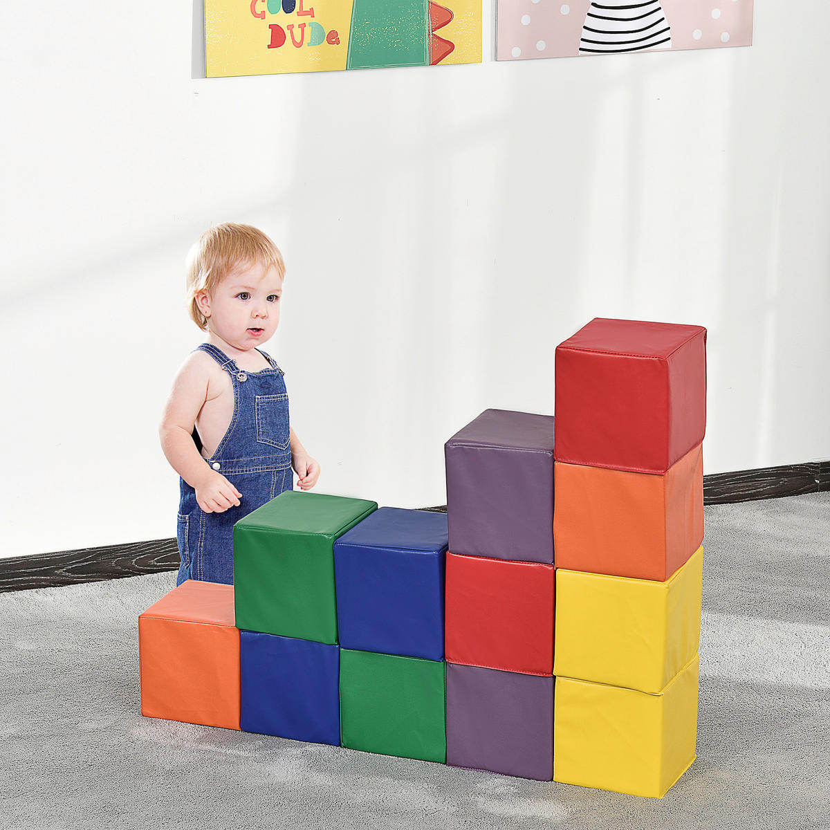 HOMCOM Schaumstoffblöcke B/H/T: ca. 20x20x20 cm Schaumstoffblöcke_12tlg. - bunt (20,00/20,00/20,00cm) - HOMCOM
