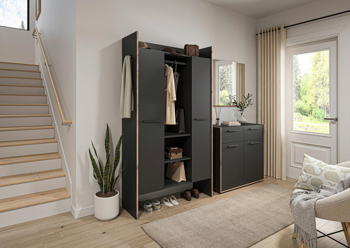 Garderobe Bueno Basalt Nox Oak Nachbildung B/H/T: ca. 215x189x37 cm Bueno - Basalt (215,00/189,00/37,00cm) - xonox.home