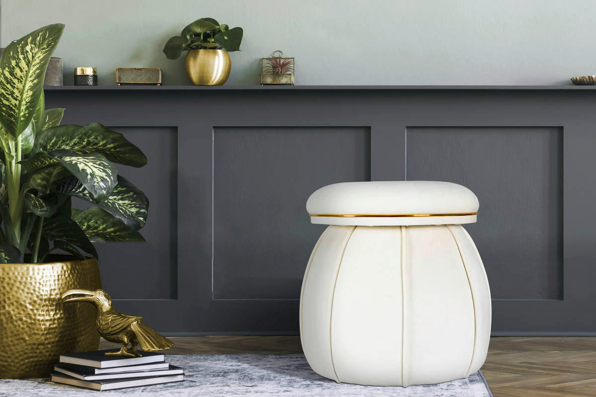 360 Living Hocker Corin 100 elfenbein gold H/D: ca. 51,5x51,5 cm Corin 100 - gold/elfenbein (51,50/51,50cm) - 360 Living