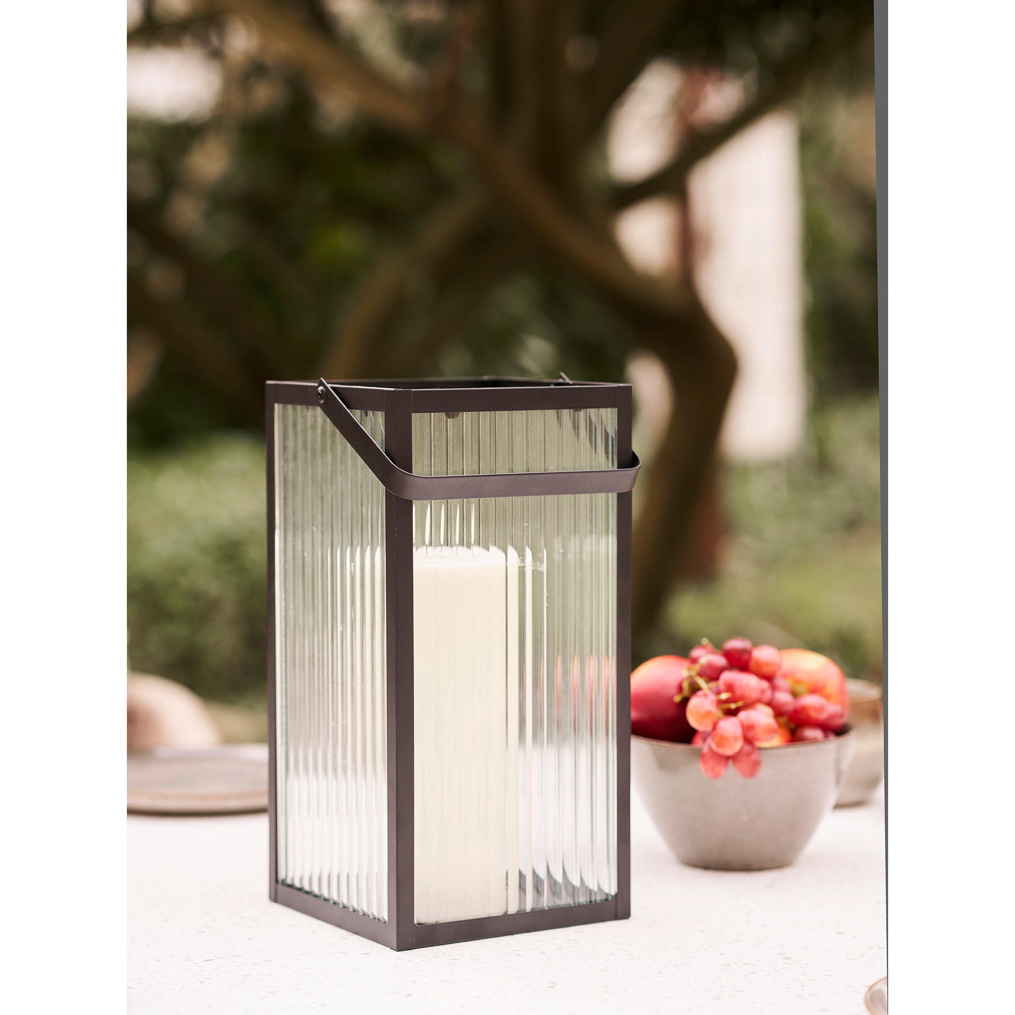 Laterne Almonte natur B/H/L: ca. 15x30x15 cm Almonte - natur/schwarz (15,00/15,00/30,00cm)