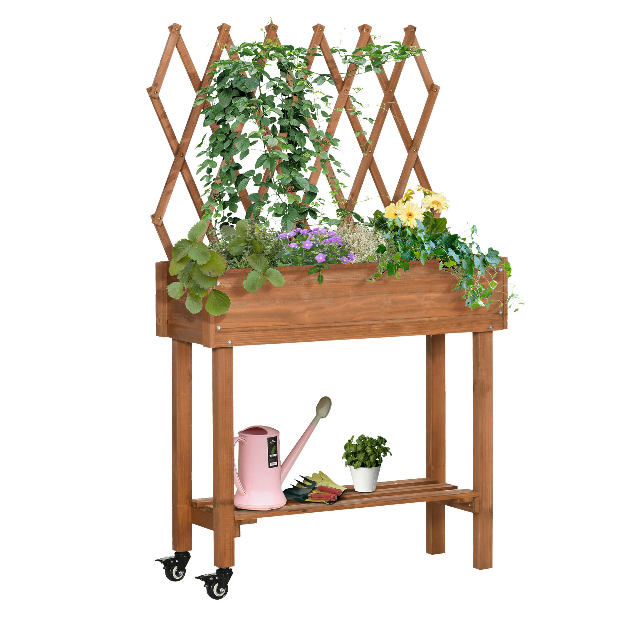 Outsunny Hochbeet braun B/H/L: ca. 29x130x79 cm Hochbeet - braun (79,00/29,00/130,00cm) - Outsunny