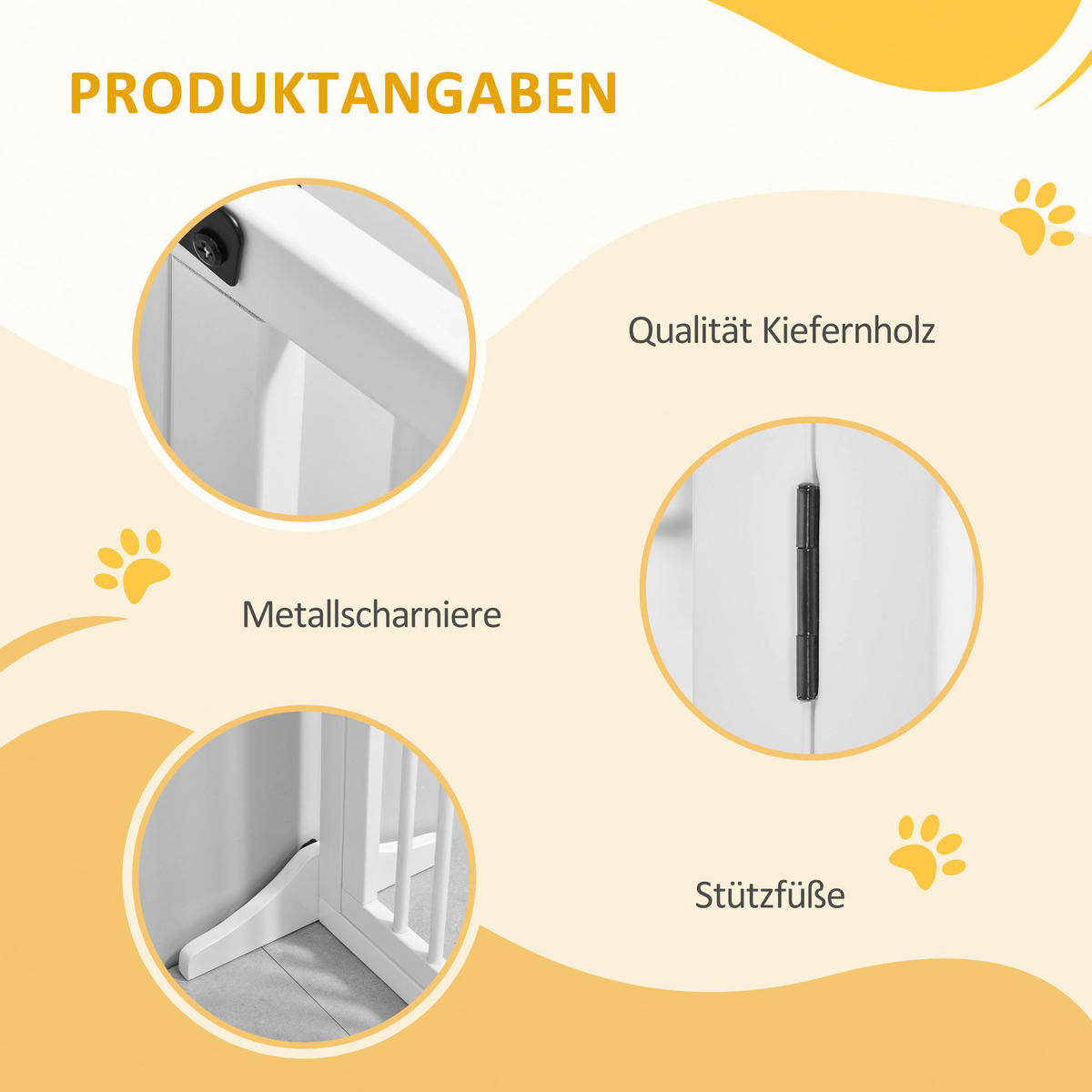 PawHut Schutzgitter weiß Edelstahl B/H/L: ca. 36x166x71 cm Türschutzgitter - weiß (71,00/36,00/166,00cm) - PawHut