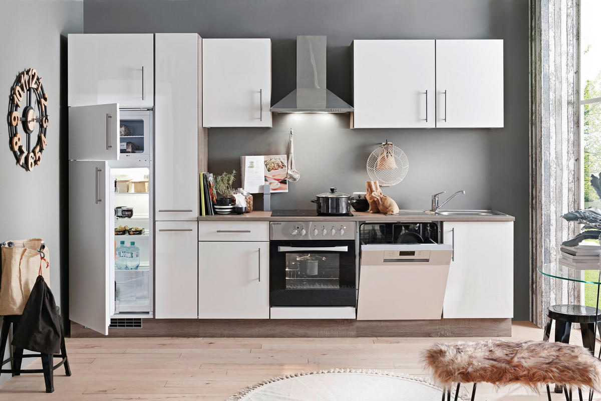 Menke Küchenblock Judith II weiß Lack Hochglanz B/H/T: ca. 280x212x60 cm Judith II - weiß (280,00/212,00/60,00cm) - Menke