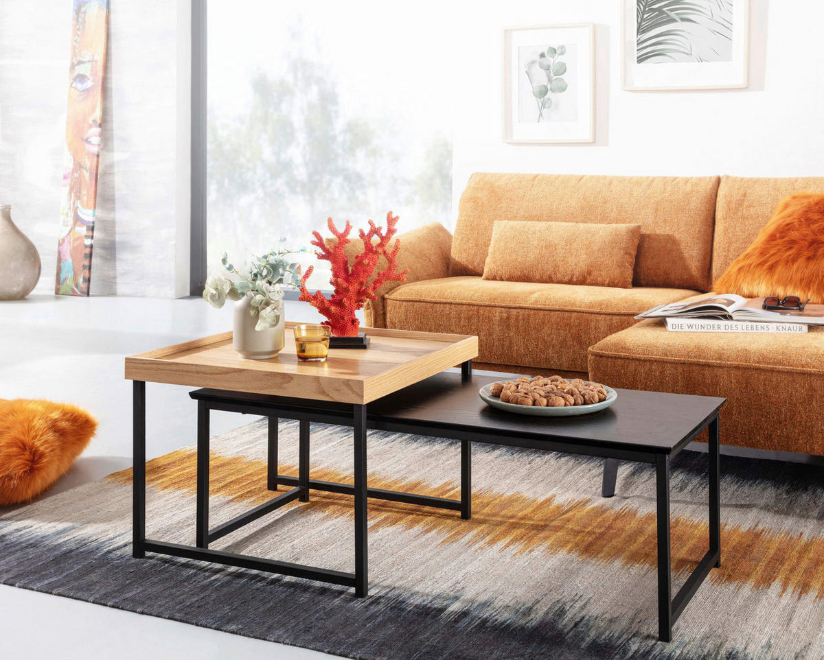 Couchtisch 2er-Set. schwarz B/H/T: ca. 60x45x110 cm 2er-Set. - schwarz (60,00/45,00/110,00cm) - Wohnling