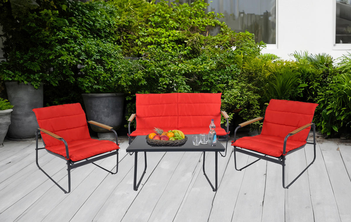 VCM Gartensitzgruppe rot Textilene B/H/L: ca. 110x76x74 cm Gartensitz-/Essgruppe 4 tlg. - rot (74,00/110,00/76,00cm) - VCM