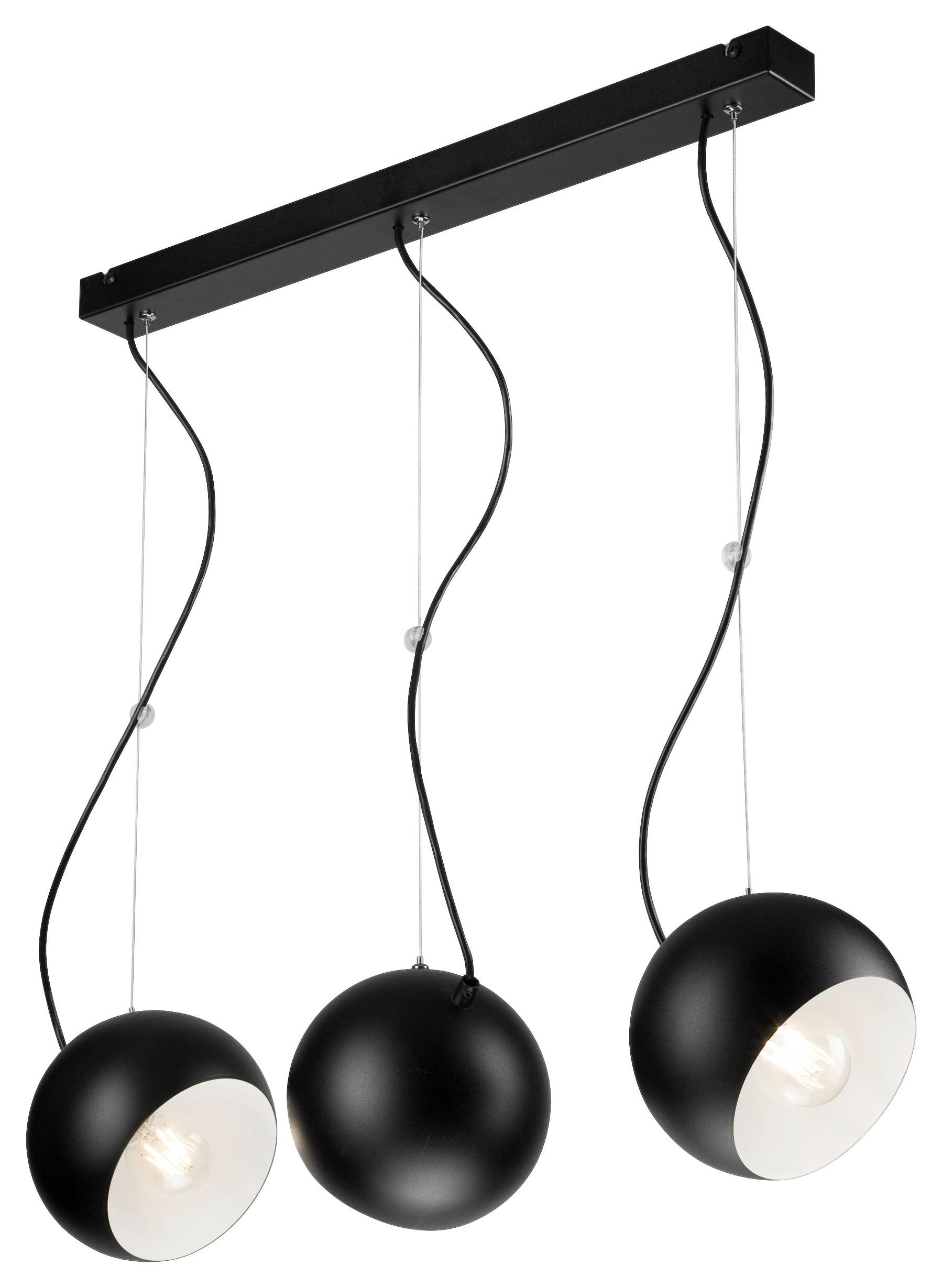 Lamkur Pendelleuchte INEZ 37486 schwarz Stahl H/L: ca. 70x70 cm E27 3 Brennstellen Inez - schwarz (70,00cm) - Lamkur