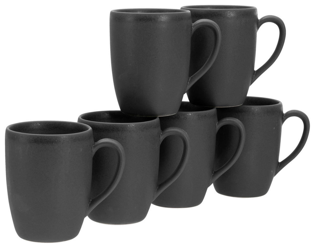 CreaTable Kaffeebecherset Soft Touch Black schwarz Steinzeug 6 tlg. Soft Touch Black - schwarz - CreaTable