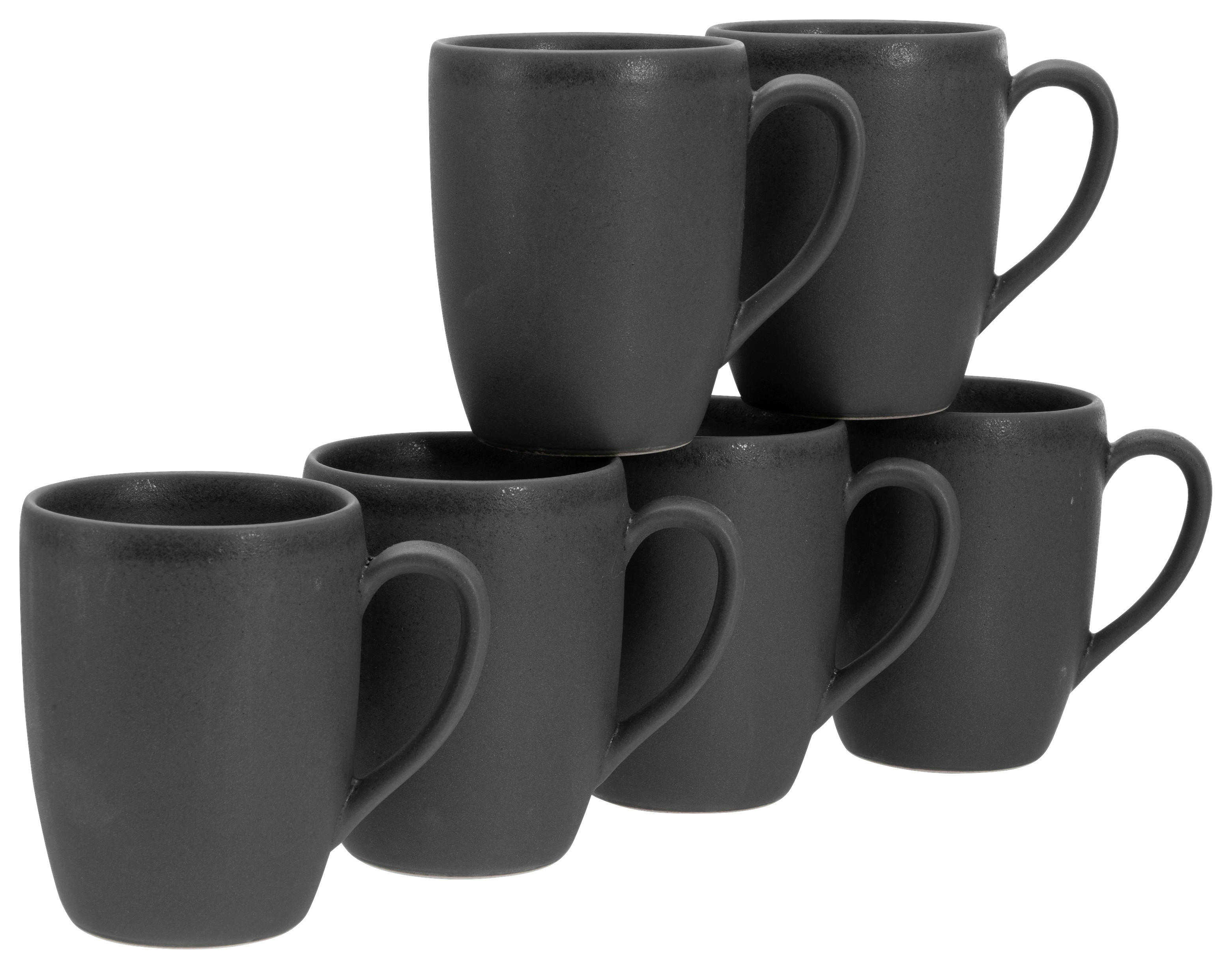 CreaTable Kaffeebecherset Soft Touch Black schwarz Steinzeug 6 tlg.