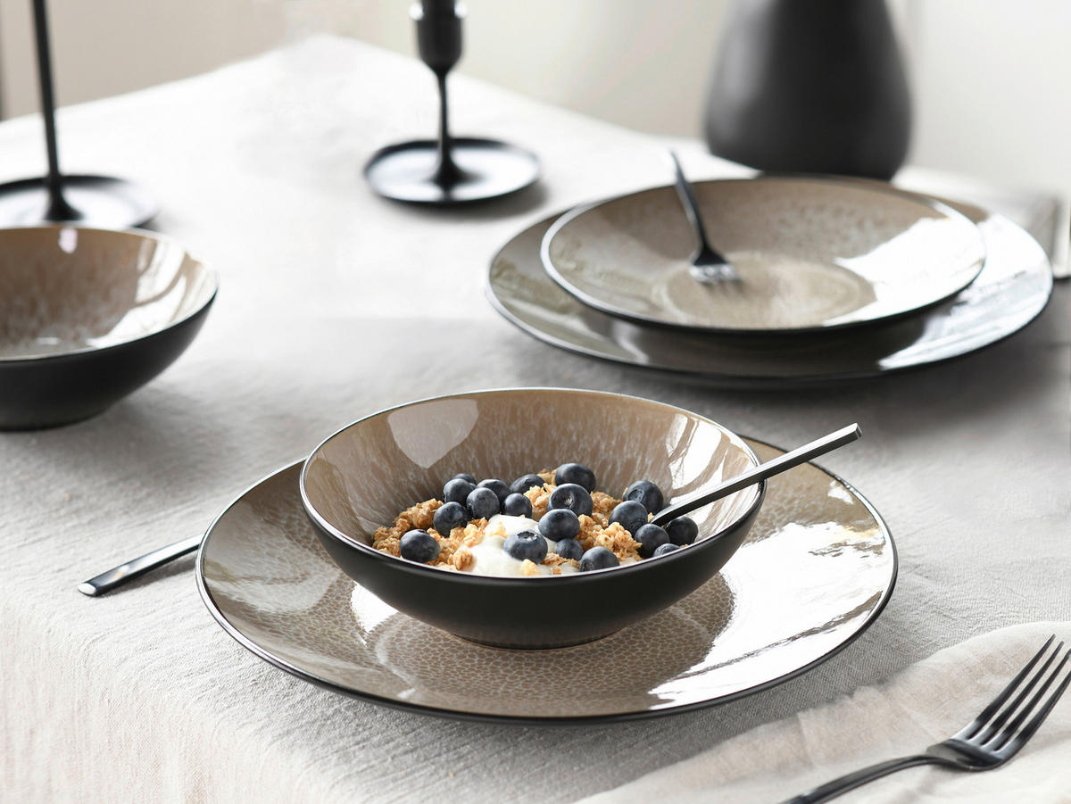 CreaTable Tellerset Malmö beige Steinzeug 18 tlg. Malmö - beige - CreaTable