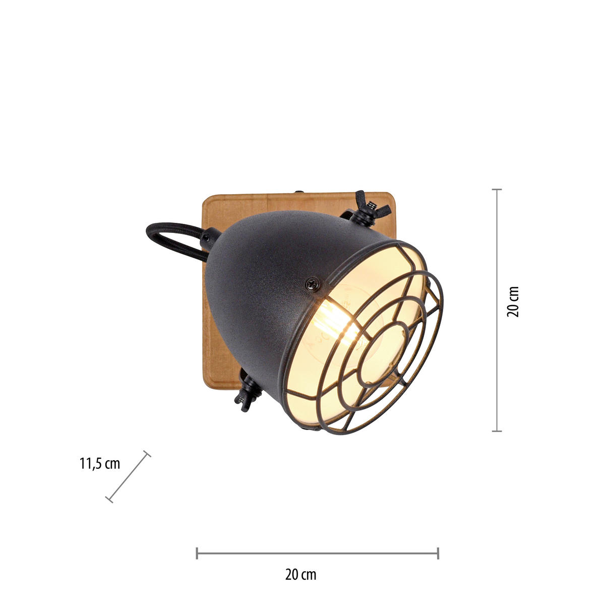 Just Light Spot BEETLE 15171-18 schwarz natur Holz Metall B/H/T: ca. 11,5x20x11,5 cm E14 1 Brennstellen BEETLE - natur/schwarz (11,50/20,00/11,50cm) - Just Light