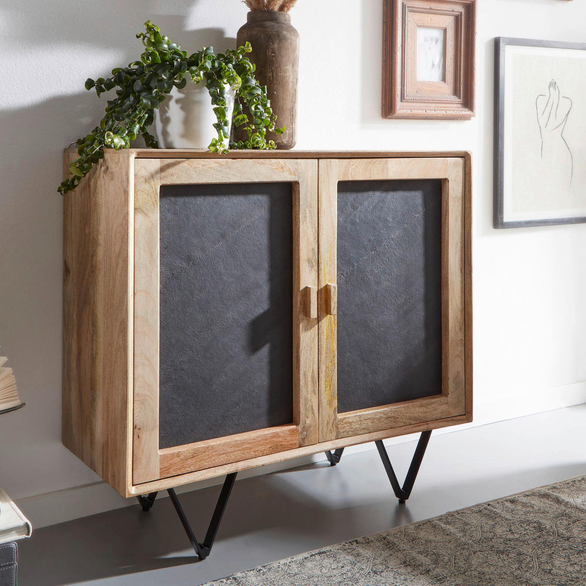 Sideboard braun B/H/T: ca. 80x75x35 cm Sideboard - braun (80,00/75,00/35,00cm) - Wohnling