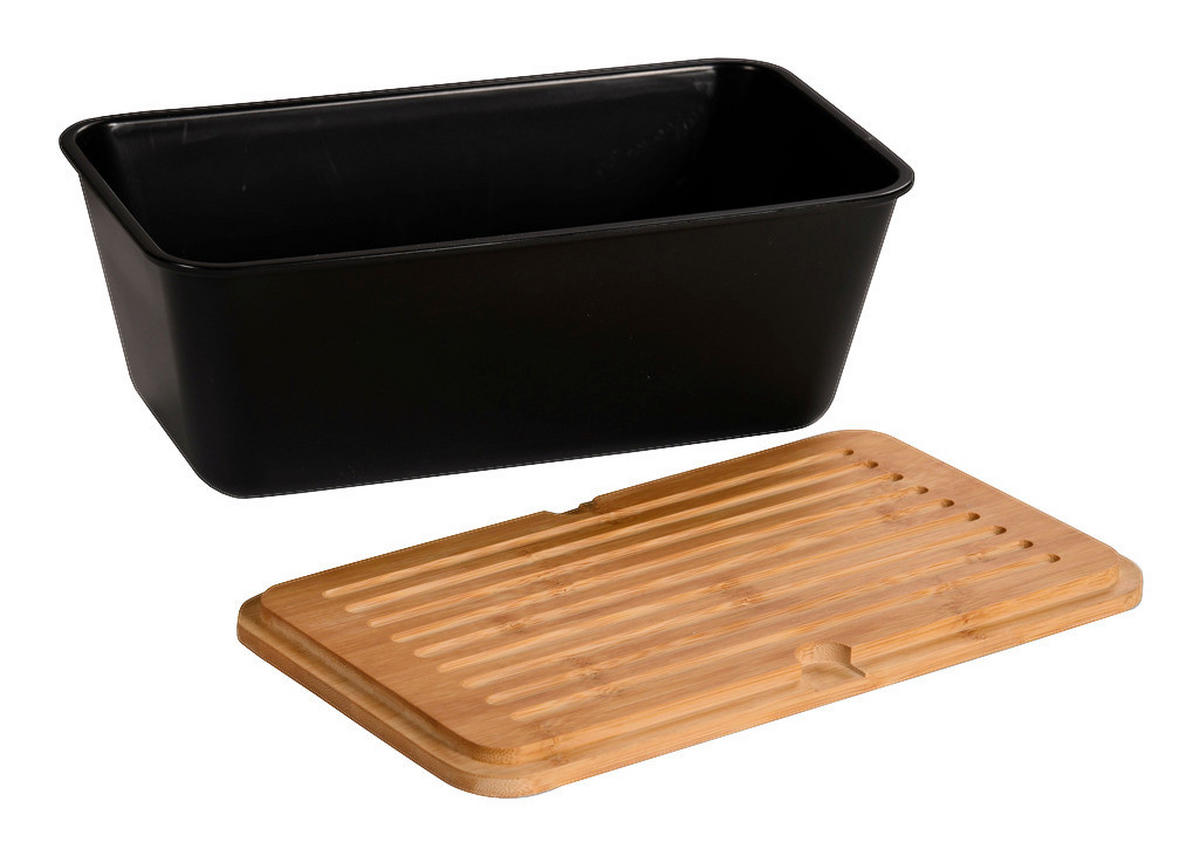 Kesper Brotbox mit Schneidebrett schwarz Bambus Brotbox_m.Schneidbrett - natur/schwarz - Kesper