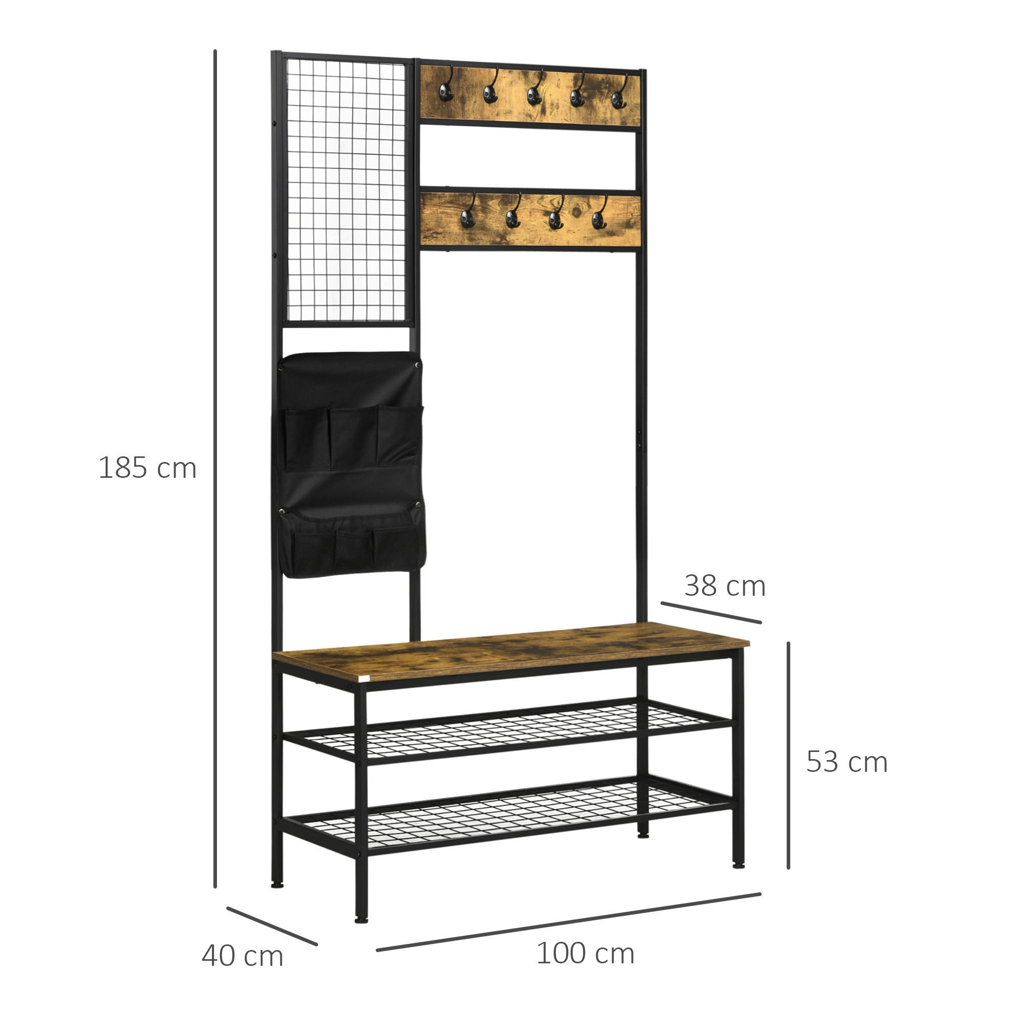HOMCOM Garderobe braun Spanplatte B/H/L: ca. 40x100x185 cm Garderobenmodul - braun (185,00/40,00/100,00cm) - HOMCOM