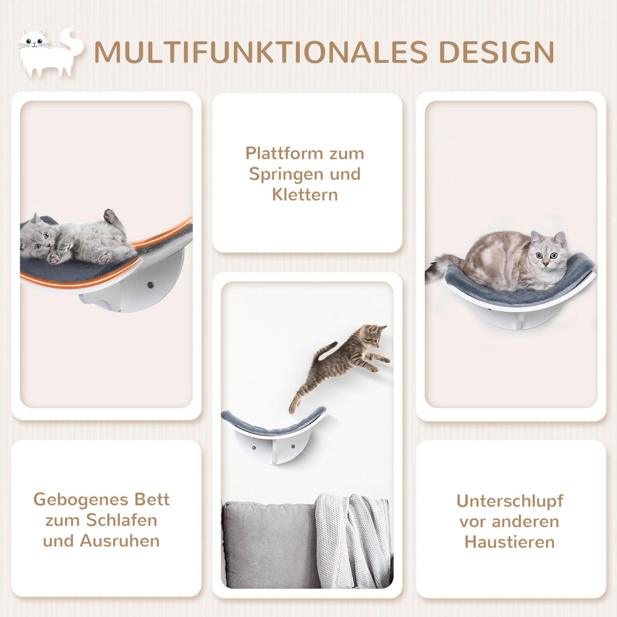 PawHut Katzenbett grau Polyester B/H/L: ca. 28x21x41 cm Katzenbett - grau (41,00/28,00/21,00cm) - PawHut