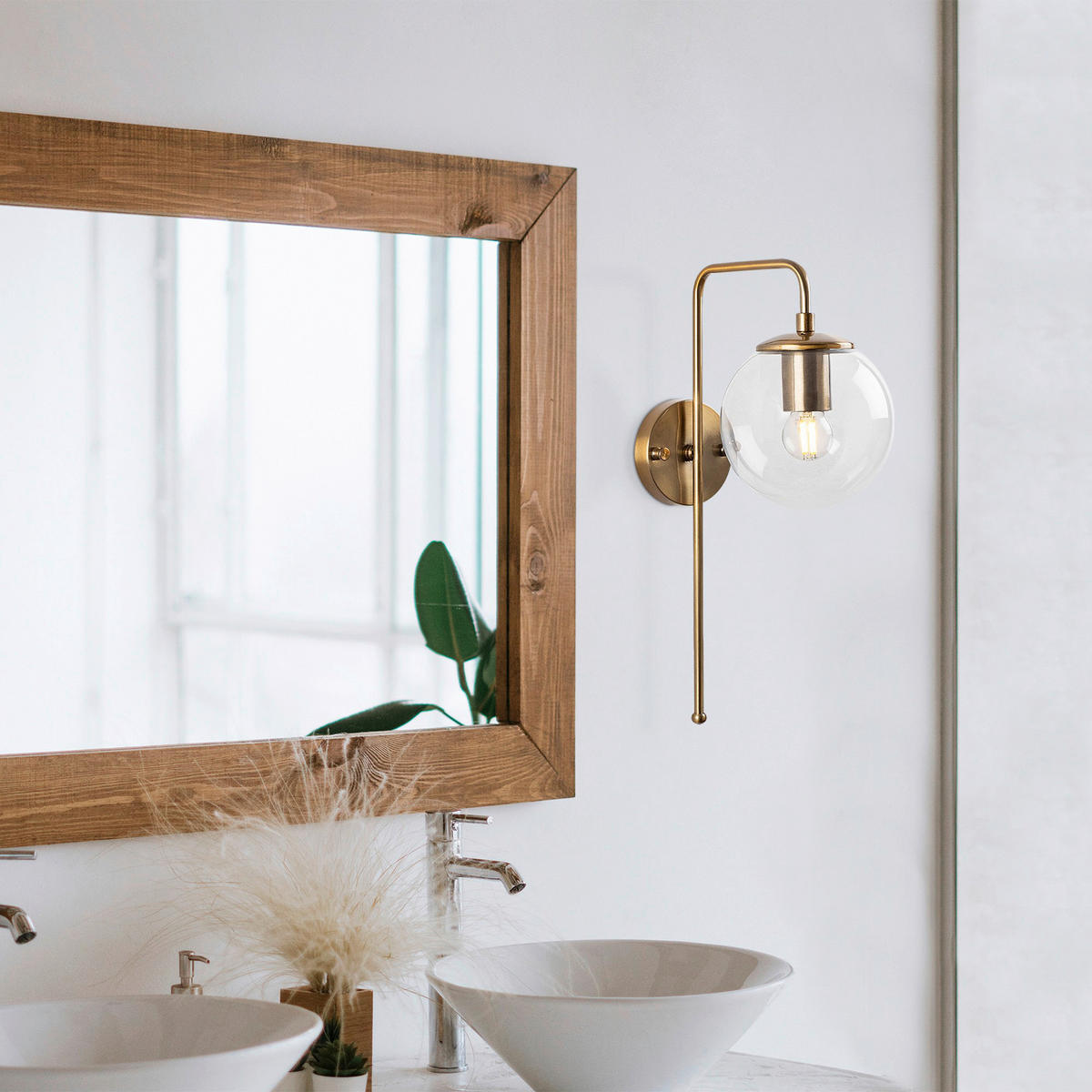 Opviq Wandleuchte Viran bronze Metall Glas B/H/T/L/D: ca. 28x43x28x15x15 cm E14 1 Brennstellen Viran - bronze (15,00/28,00/43,00cm) - Opviq