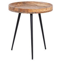 Beistelltisch AVA natur schwarz pulverbeschichtet Echtholz Metall B/H/T: ca. 45x50x45 cm AVA - natur/schwarz (45,00/50,00/45,00cm) - byLIVING