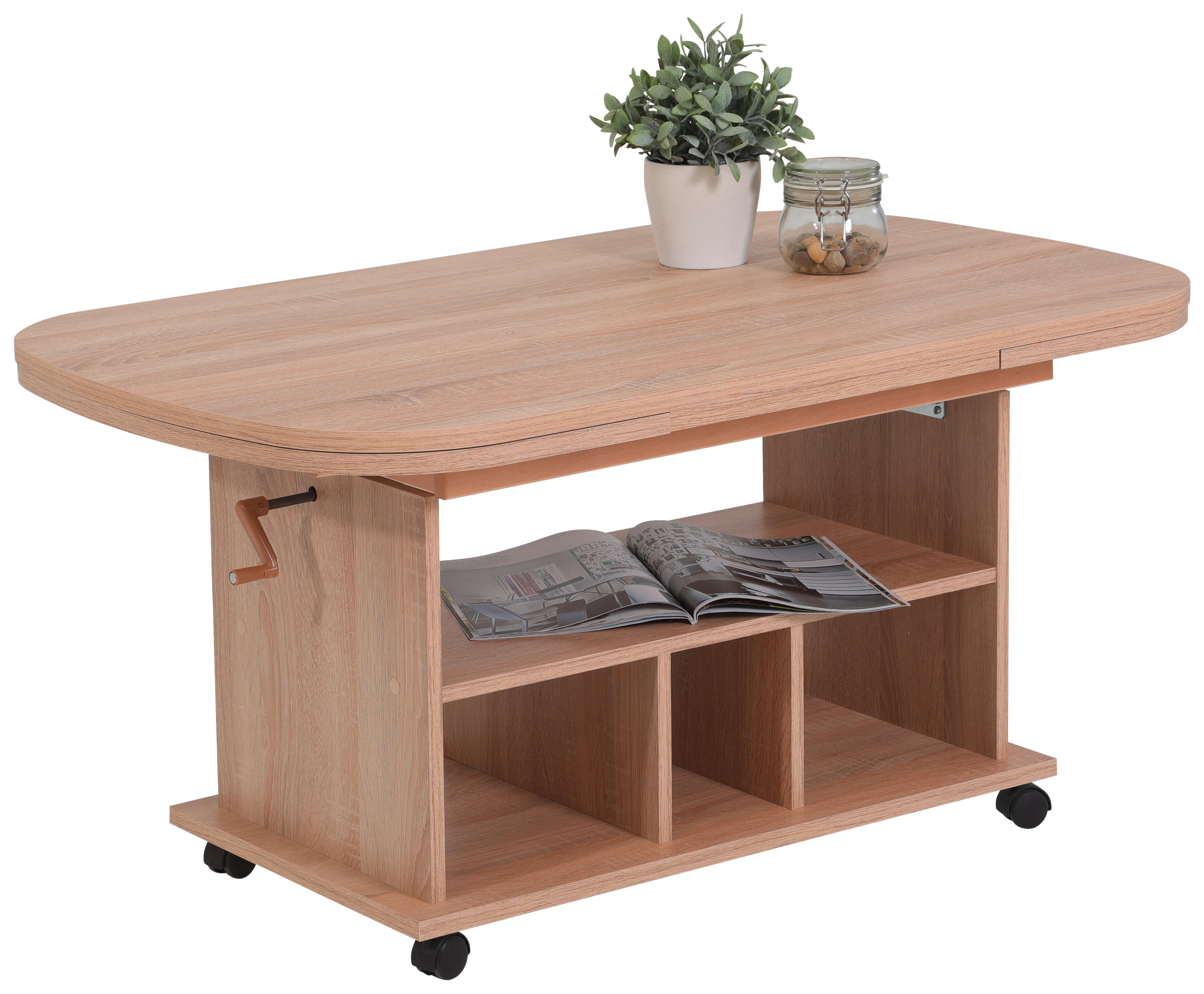 Couchtisch Babsi III Eiche Sonoma Nachbildung B/H/T: ca. 107x53x67 cm Babsi III - Eiche/schwarz (107,00/53,00/67,00cm) - Hela