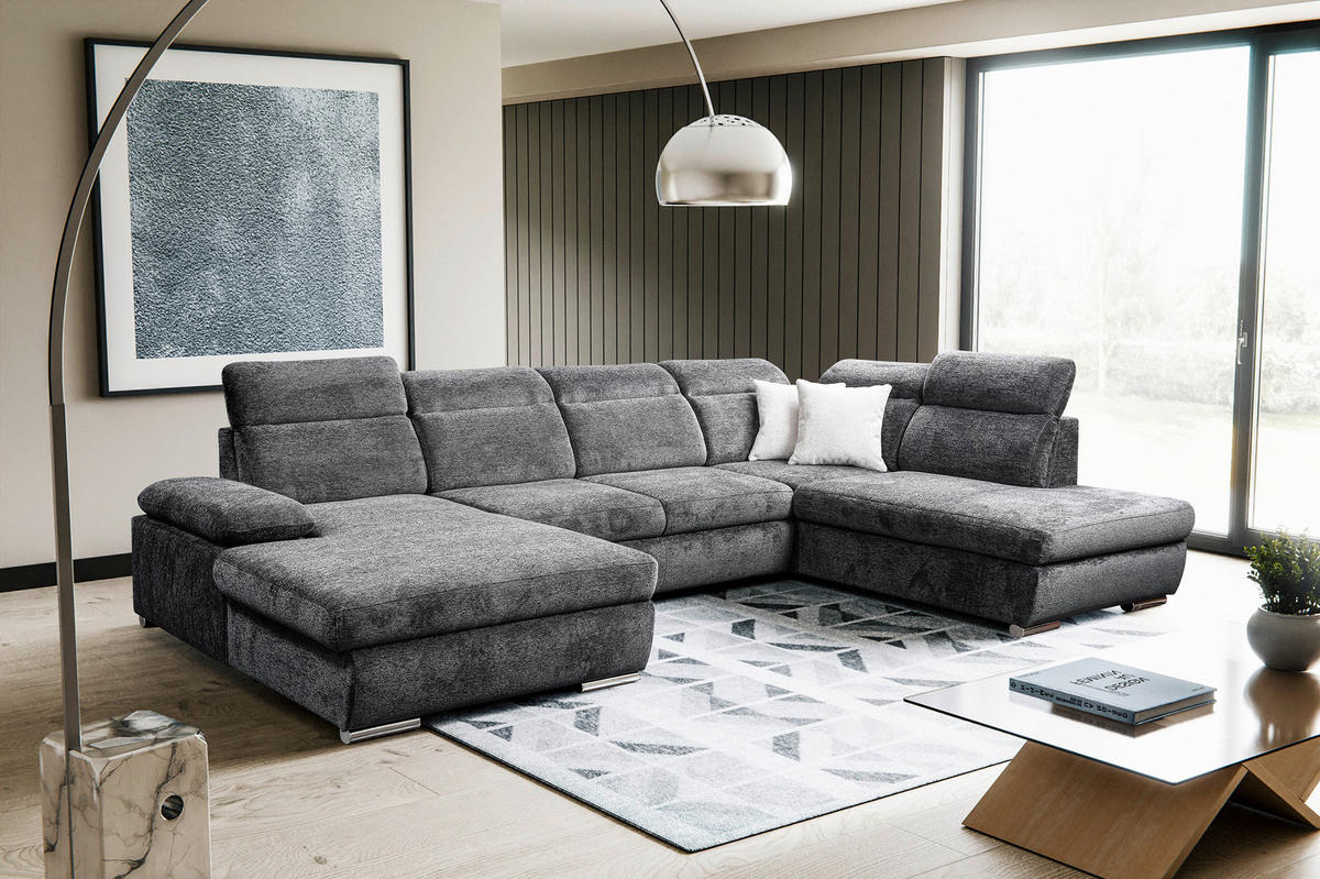 Wohnlandschaft Cordoba anthrazit Webstoff B/H/T: ca. 359x105x232 cm Cordoba - hellgrau/anthrazit (359,00/105,00/232,00cm)
